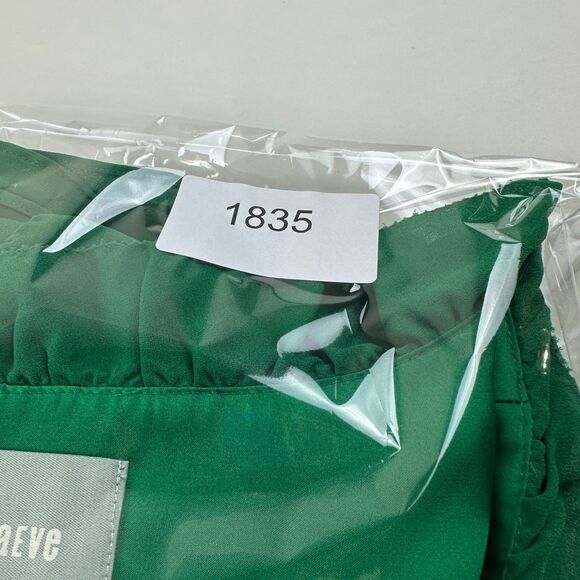 Maeve Anthropologie Pindot Della Ruffle Dress sz M in Kelly Green V Neck Retro - Picture 11 of 13